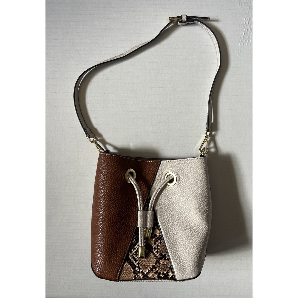 STEVE MADDEN‎ Bucket Cognac Reptile Snake Pattern Purse Handbag